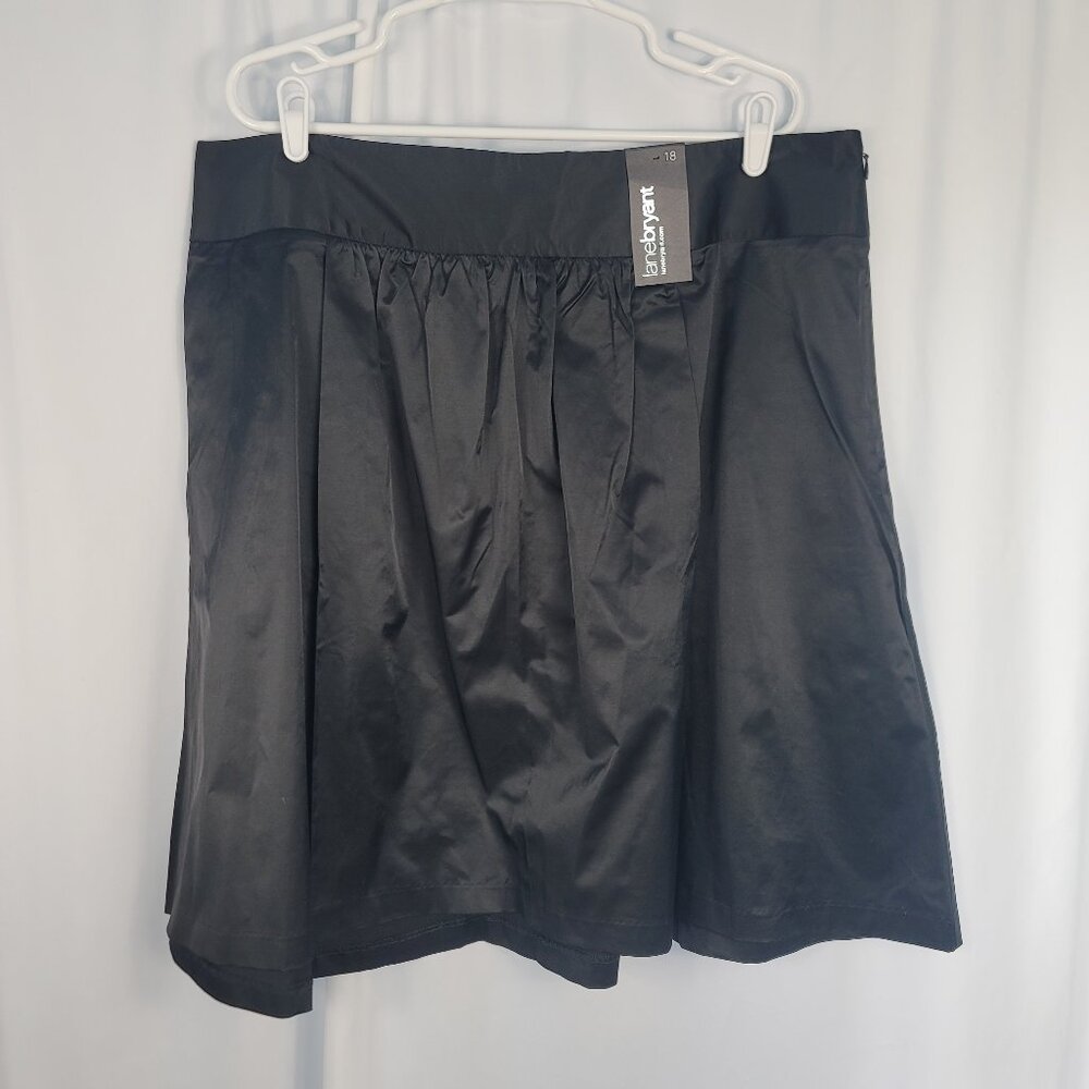 Lane Bryant Flair Skirt Size 18 Black Satin Sateen NEW with Tags